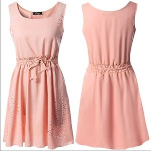 Peachy Pink Eyelets Sexy Summer Dress New